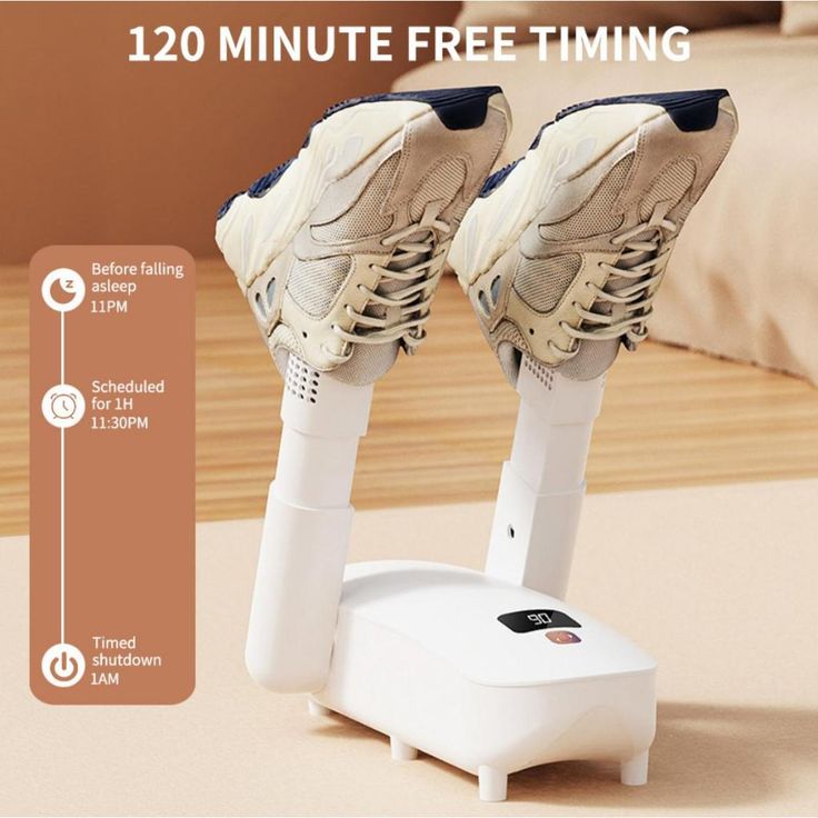 Electric Shoe Dryer and Warmer with PTC Heating, 48°C Fast Drying, 360° Warm Air, UV Sterilization, Intelligent Timer Settings, Foldable & Hanging Design